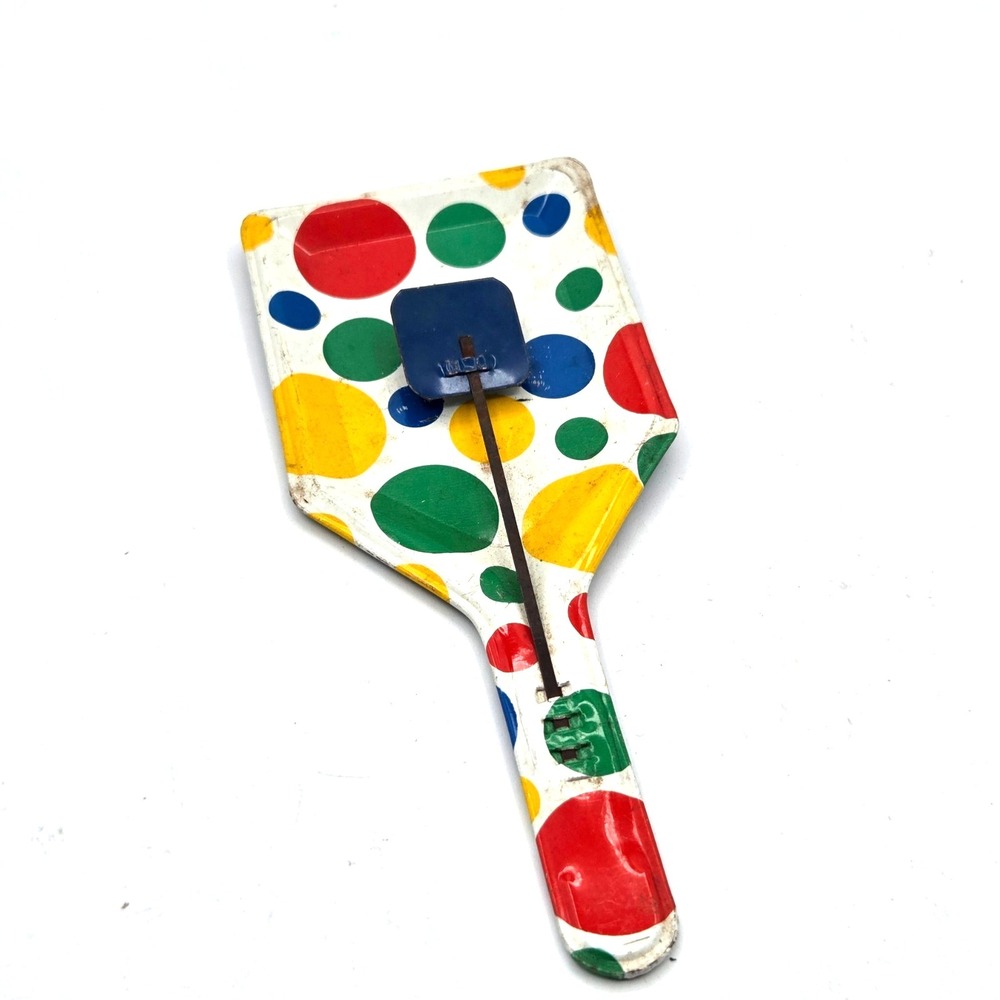 Vintage Polka Dot Noise Maker Party Clapper Metal Tin‎ 7" 1960s